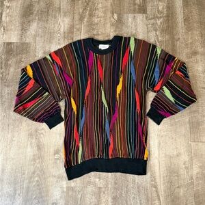 VTG Norm Thompson Tundra 3D Knit Mens  Med Coogi Style Sweater Art To Wear 90s